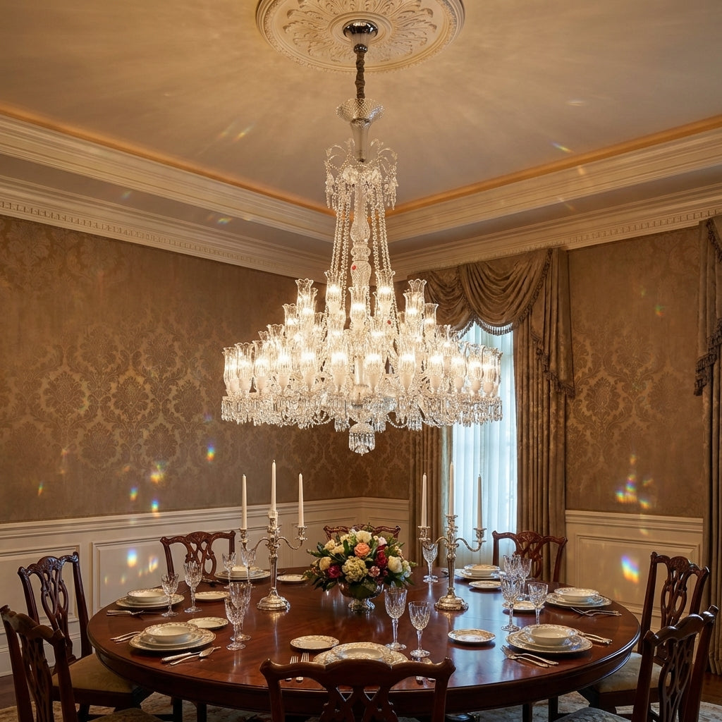 Riviko Opulent Lily Bloom Crystal Chandelier - formal American dining room