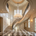 Riviko Multi Layer Chrome Crystal Chandelier in French Style with Romantic Branch Flowers for Grand Hallway and Staircase - grand American estate foyer