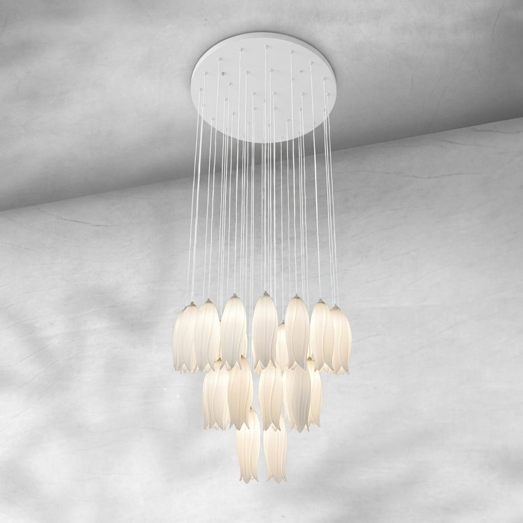 Riviko Porcelain Bloom Round Chandelier - Background Shot