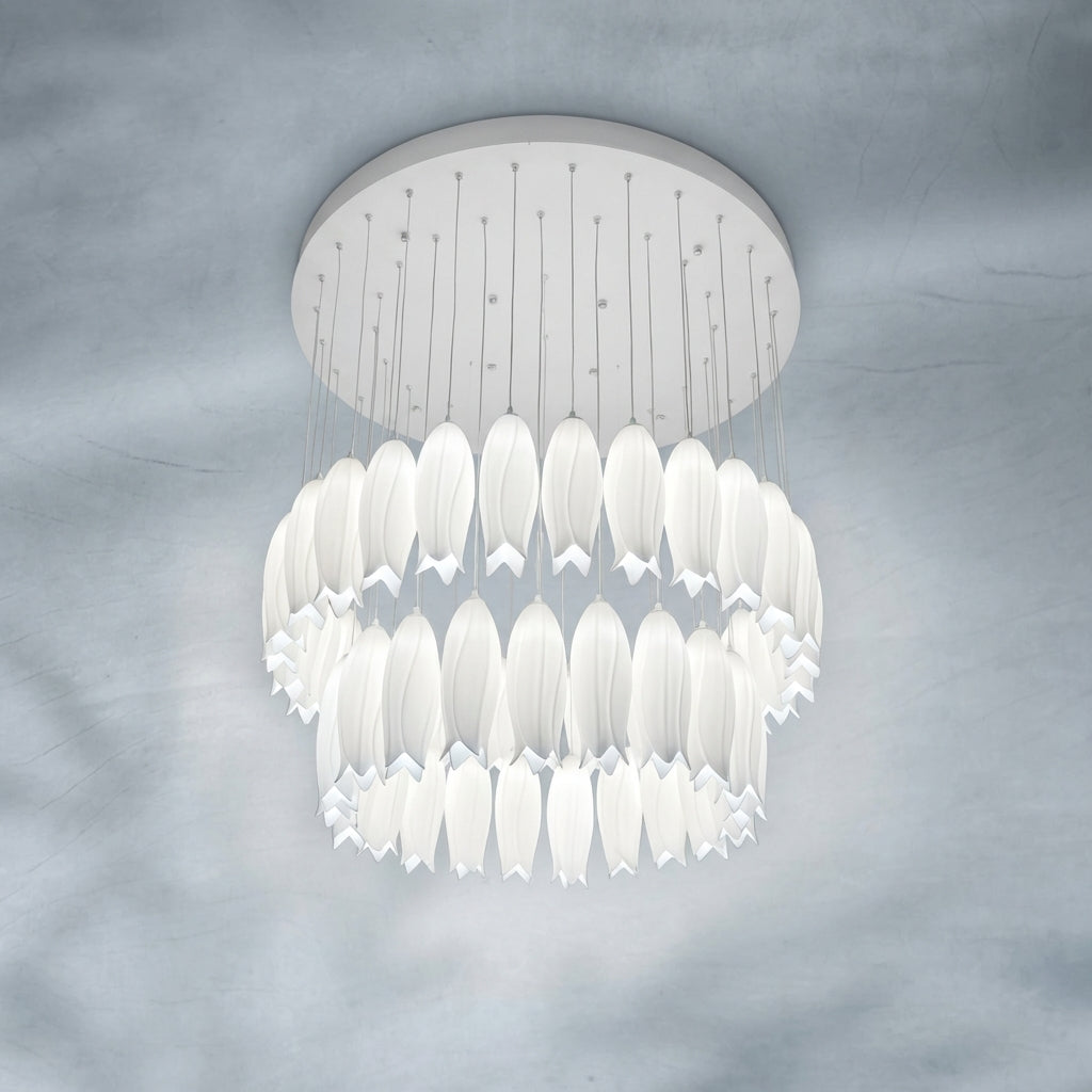 Riviko Porcelain Bloom Round Chandelier - Background Shot