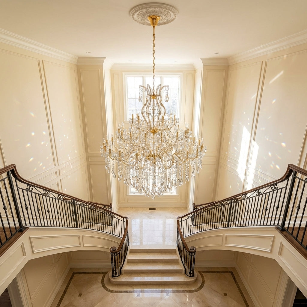 Riviko Grand Lumina 44-Light Multi-Layer Crystal Chandelier - Scene