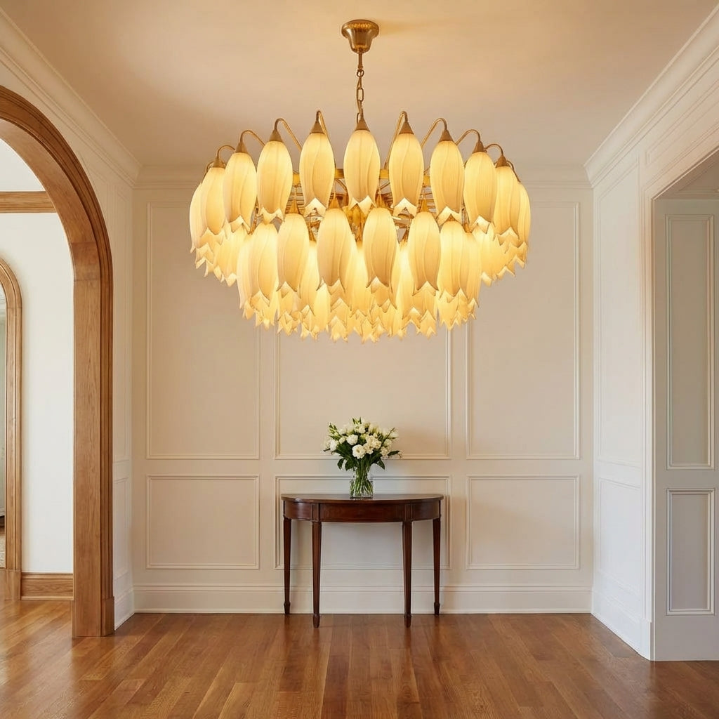 Riviko Porcelain Bloom Round Chandelier - Scene