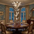 Riviko Creative Bionic Resin Leaves Chandelier for Living Room/Dining Room/Staircase - formal American dining room