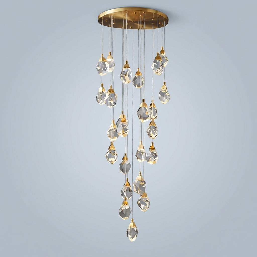 Riviko 24 Lights Big Crystal Chandelier 79'' Long Chandelier for Staircase - Studio Shot