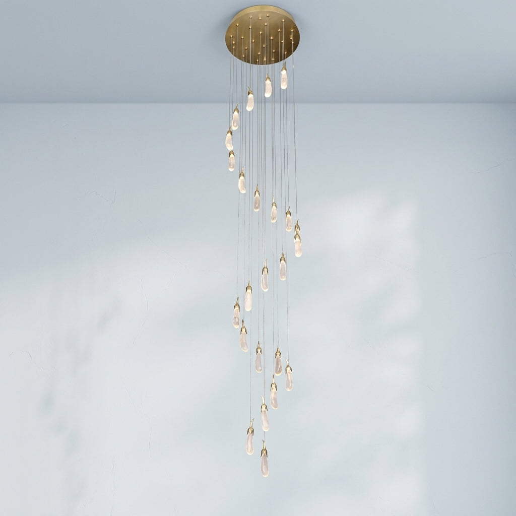 Riviko 24 Rock Crystal Long-eggplants Modern Chandelier 138 Inch Long Staircase Chandelier - Studio Shot