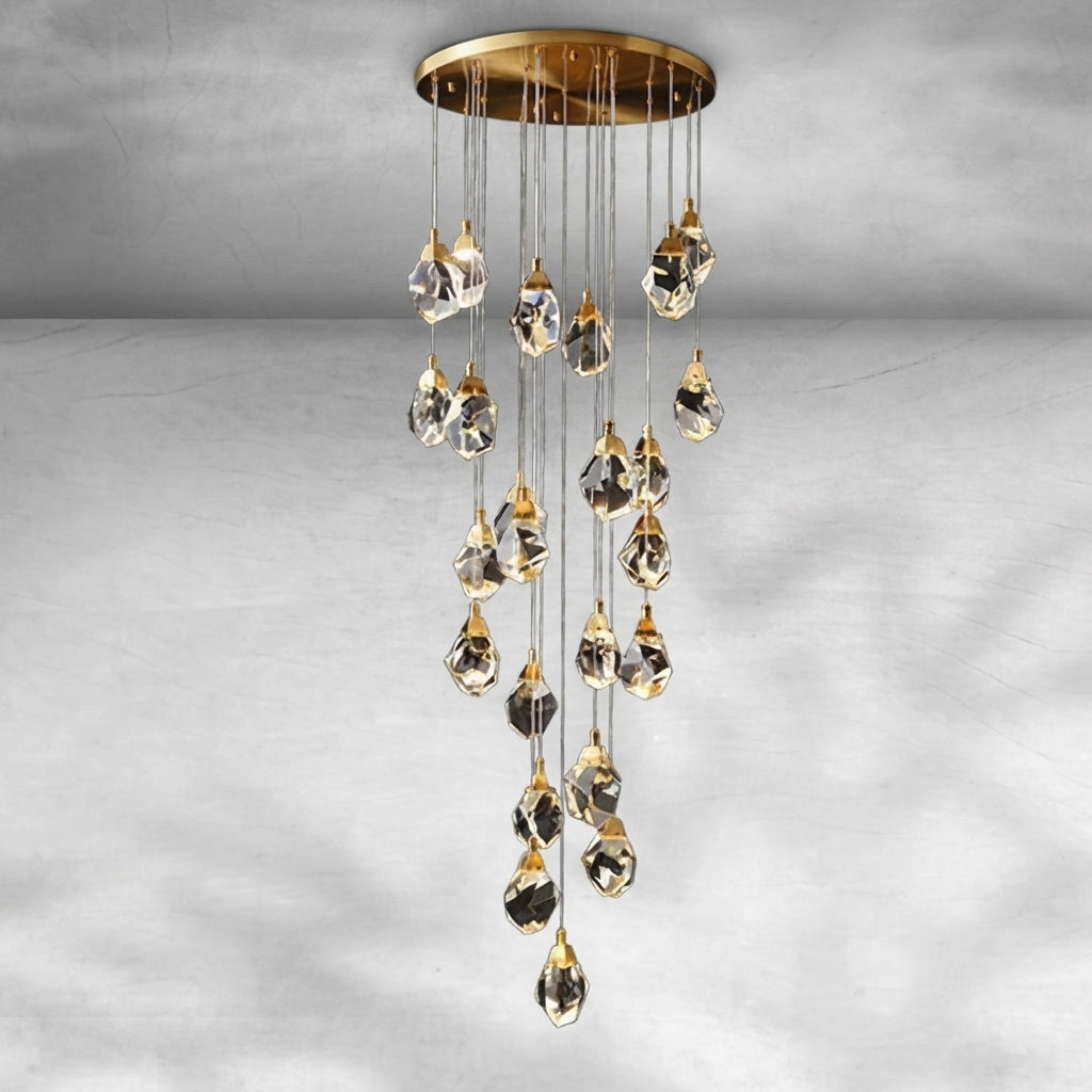 Riviko Radiant Cascade Brass Chandelier - Background Shot