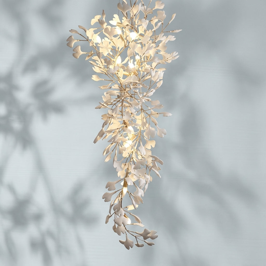 Riviko Ceramic Gingko Staircase Branch Chandelier - Studio Shot