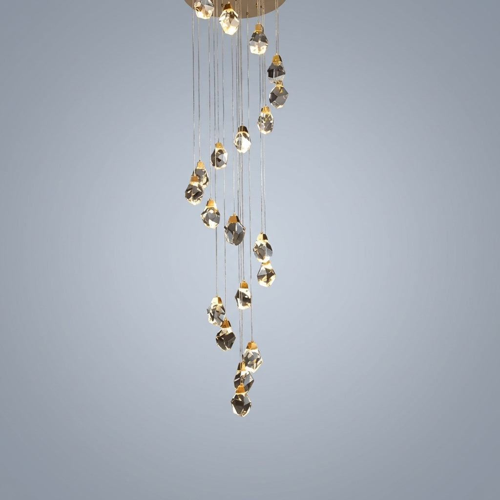 Riviko Radiant Cascade Brass Chandelier - Studio Shot