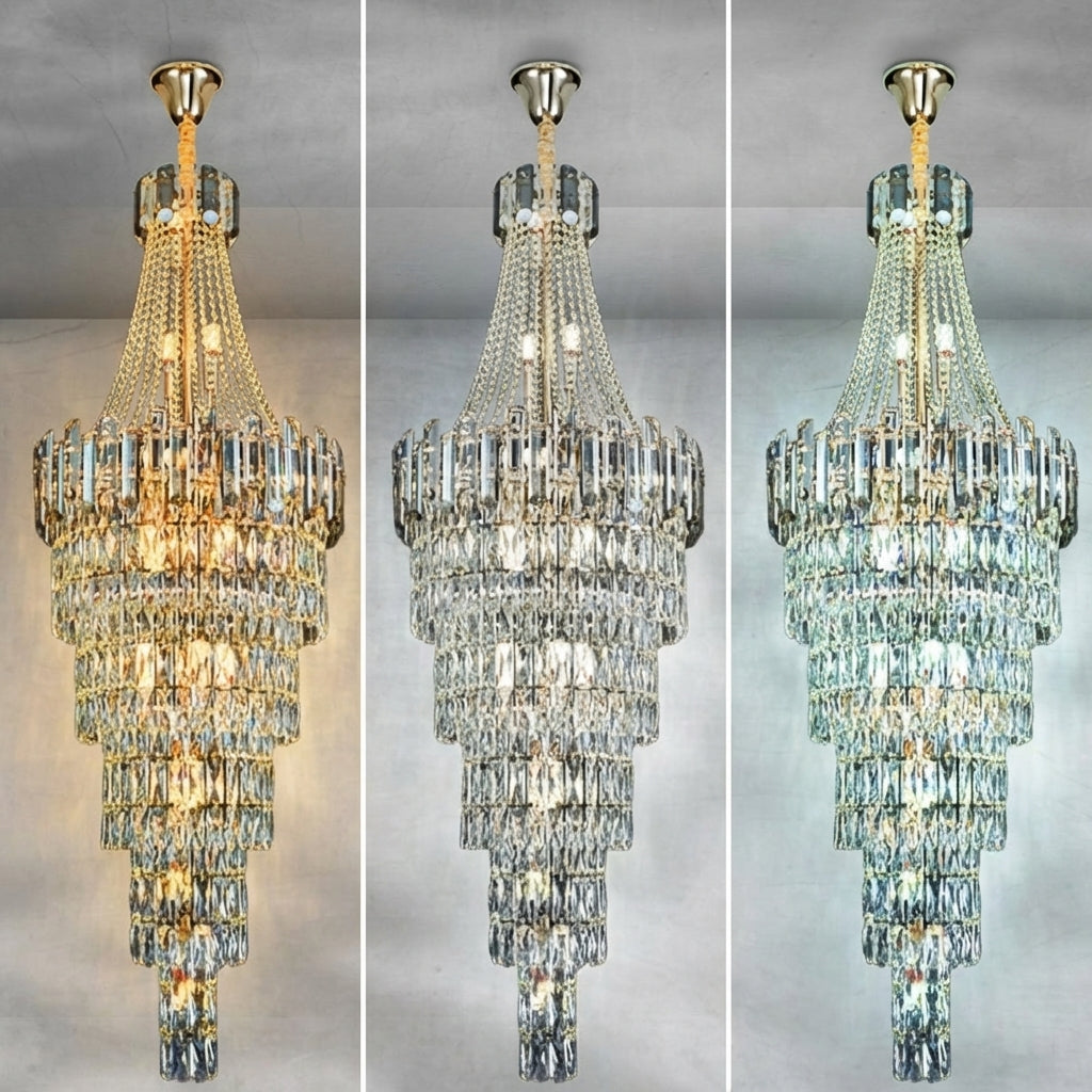 Riviko Grand Radiance K9 Crystal Stairwell Chandelier - Background Shot