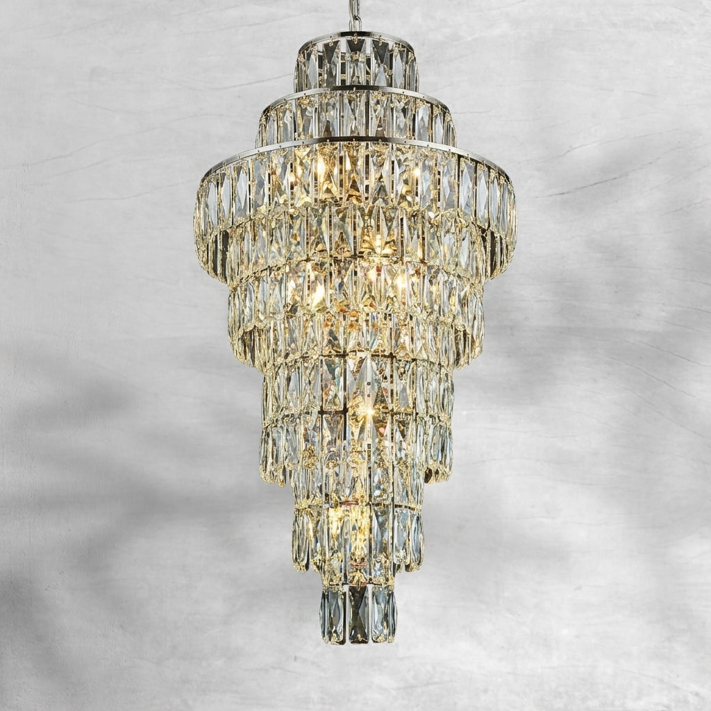 Riviko Grand Radiance K9 Crystal Stairwell Chandelier - Background Shot