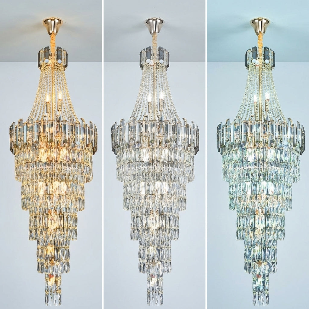 Riviko Stylish Foyer Long Staircase Chandelier Large Crystal Ceiling Lighting Fixture For Living Room Decoration - Studio Shot
