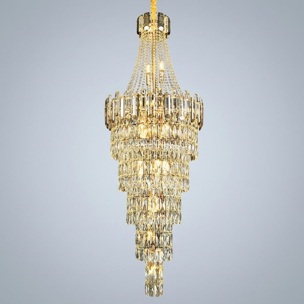 Riviko Stylish Foyer Long Staircase Chandelier Large Crystal Ceiling Lighting Fixture For Living Room Decoration - Studio Shot