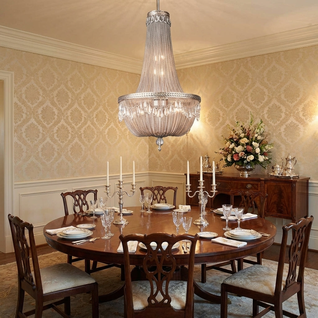 Riviko Grand Lumina Metal and Crystal Chandelier - formal American dining room