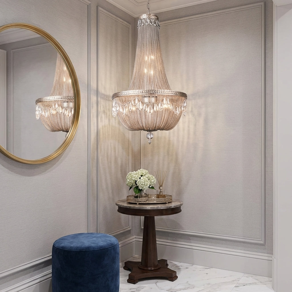 Riviko Oversize Modern Metal Art Luxury Crystal Chandelier for Duplex Hall/Staircase/Villa/Foyer - Studio Shot