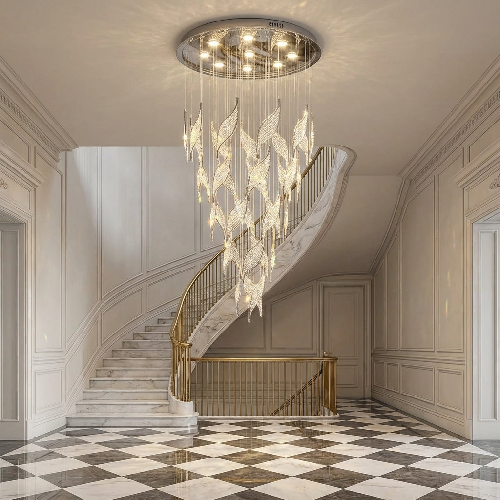 Riviko Opulent Canopy Tiered Crystal Chandelier - Scene