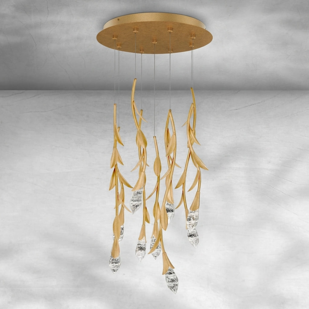 Riviko Veridian Bloom Floating Crystal Chandelier - Background Shot