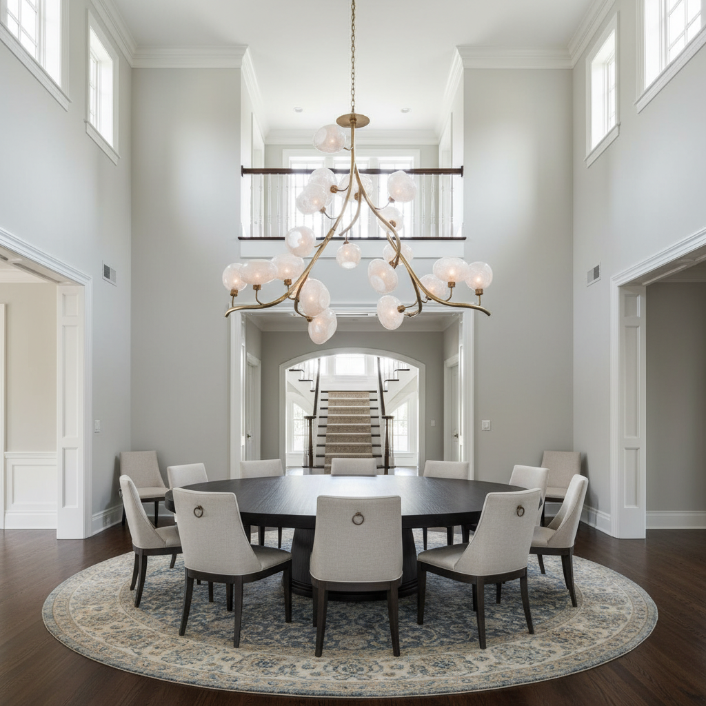 Riviko Modern Chandelier with Irregular Glass Lampshades and Brass Branches - Studio Shot
