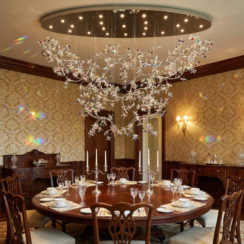 Riviko Opulent Bloom Crystal Branch Chandelier - formal American dining room
