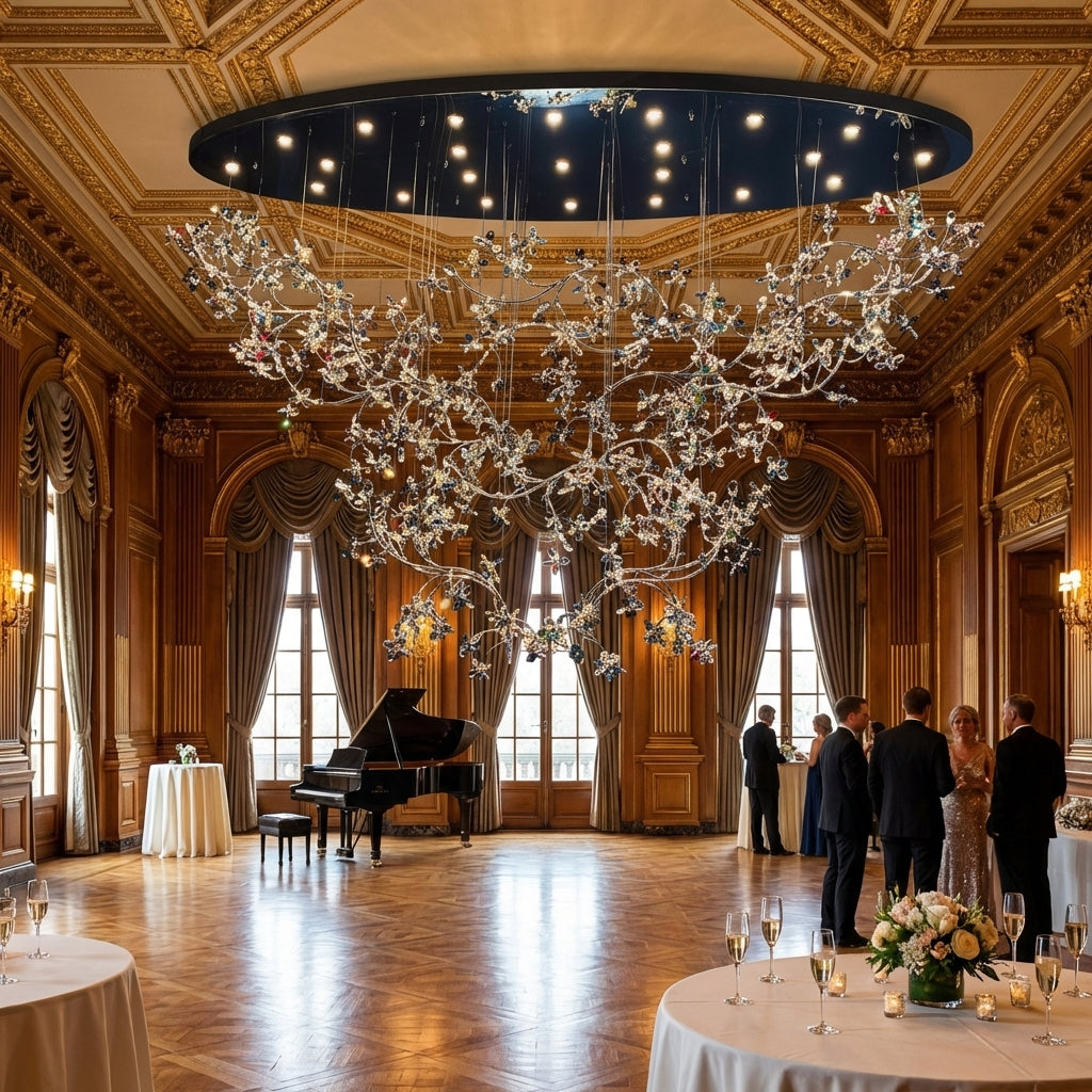 Riviko Opulent Bloom Crystal Branch Chandelier - American ballroom or formal entertaining space