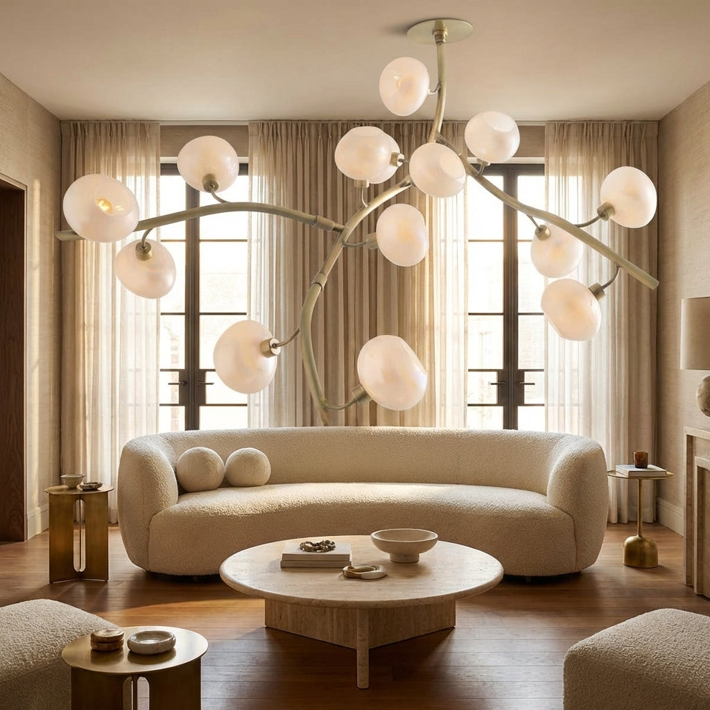 Riviko Veridian Branch Glass Globe Chandelier - sophisticated American living room