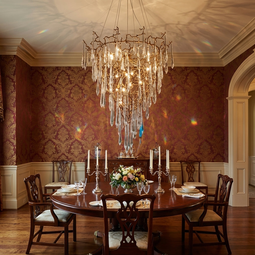 Riviko Veridian Branch Crystal Chandelier - formal American dining room