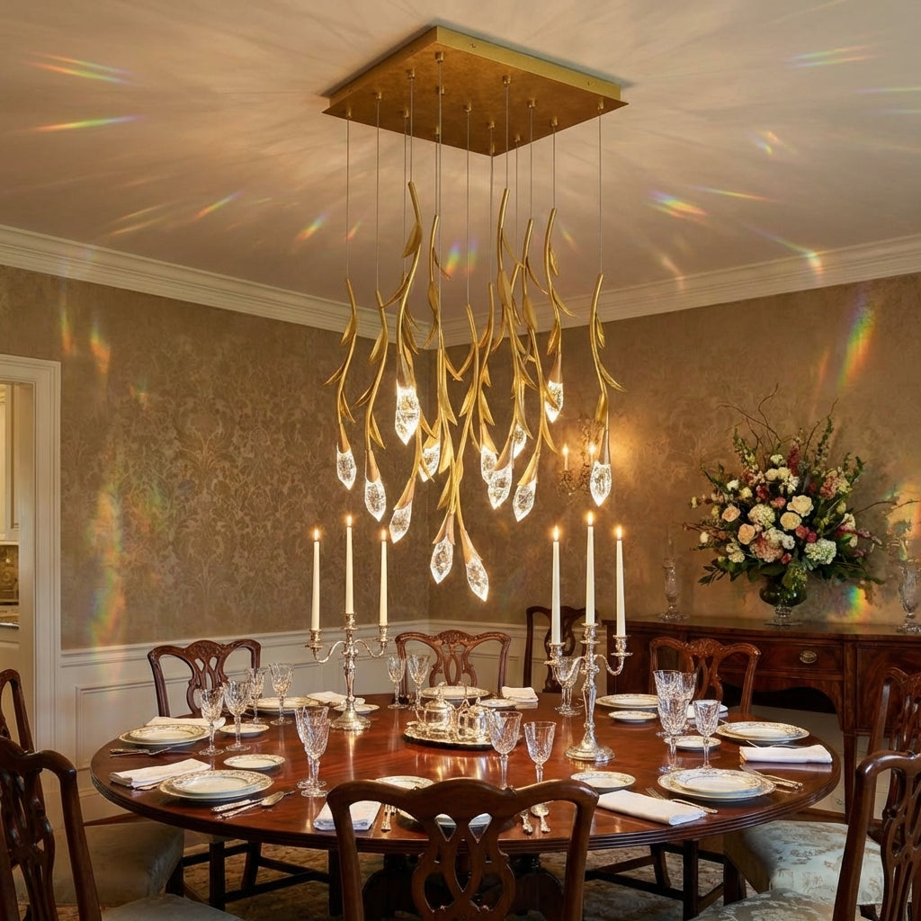 Riviko Verdant Canopy Modern Crystal Chandelier - formal American dining room