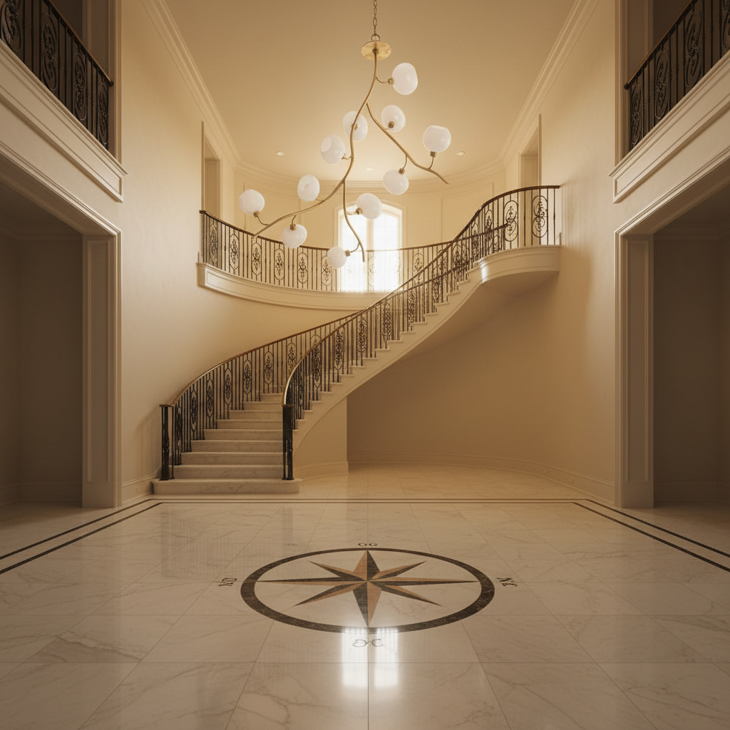 Riviko Modern Brass Branch Chandelier with Handcrafted Glass Globes - grand American foyer with two-story ceiling