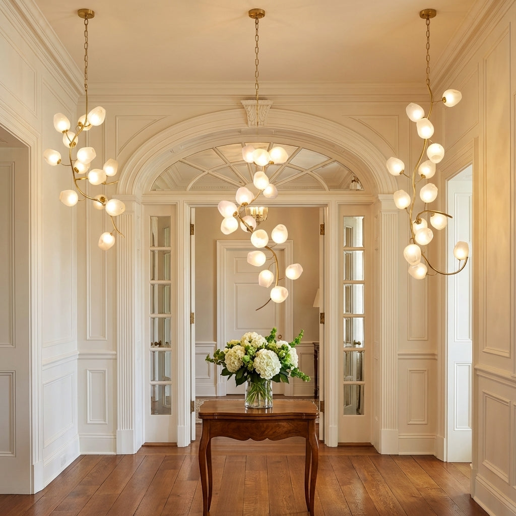 Riviko Verdant Canopy Branch Chandelier - elegant American entryway with arched doorway