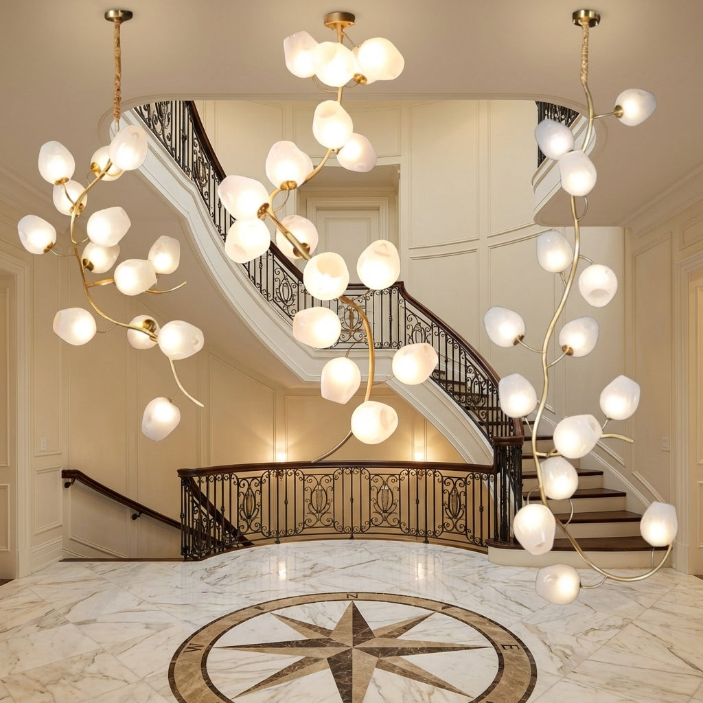 Riviko Verdant Canopy Branch Chandelier - grand American foyer with two-story ceiling