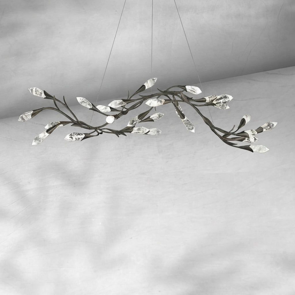 Riviko Gilded Bloom Linear/Round Crystal Chandelier - Background Shot