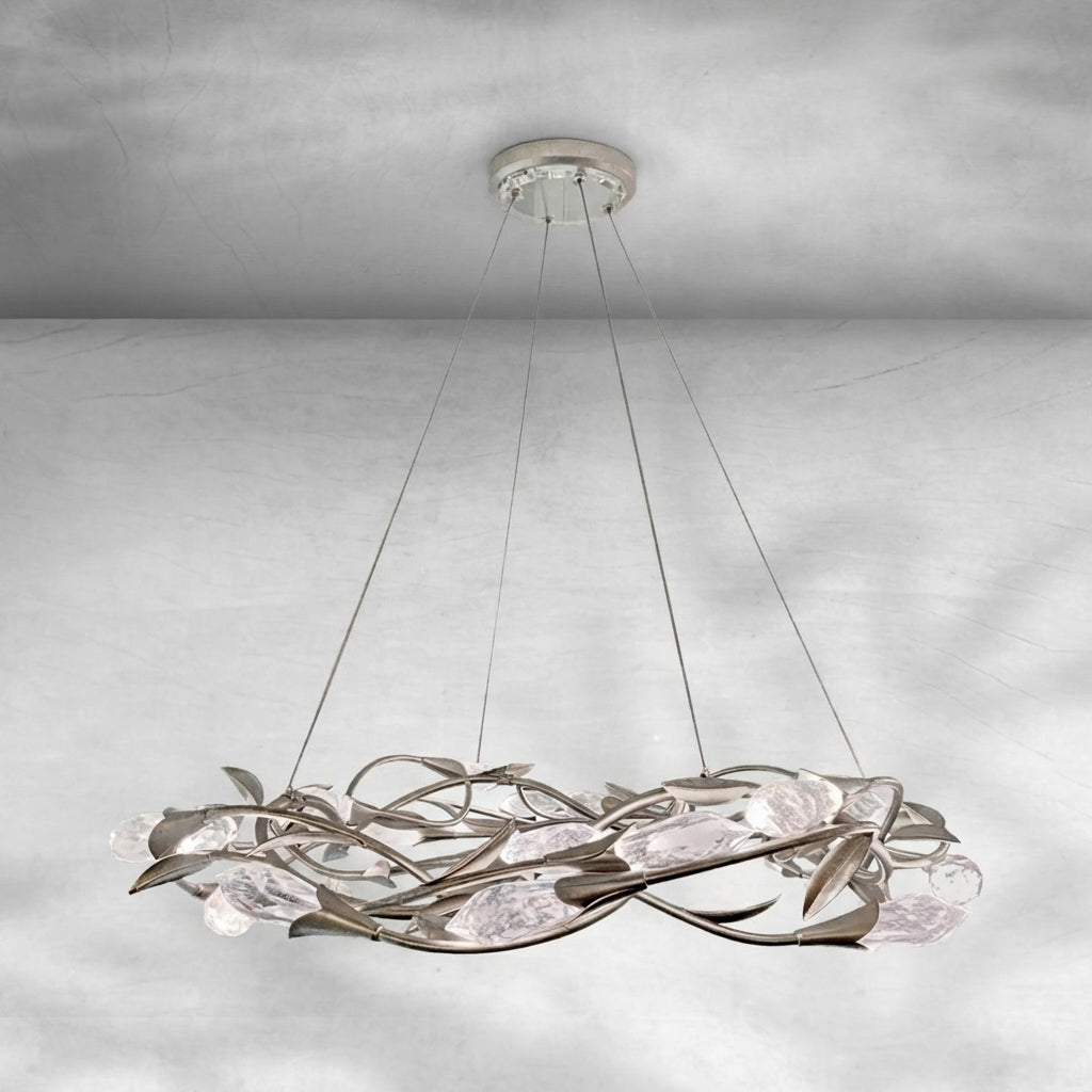 Riviko Gilded Bloom Linear/Round Crystal Chandelier - Background Shot