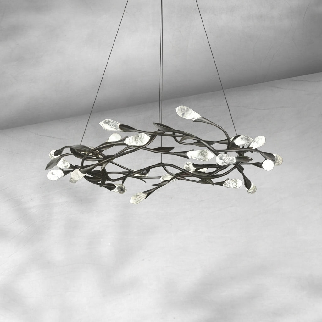 Riviko Gilded Bloom Linear/Round Crystal Chandelier - Background Shot
