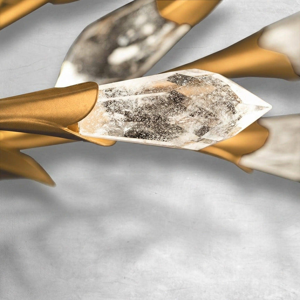 Riviko Gilded Bloom Linear/Round Crystal Chandelier - Background Shot