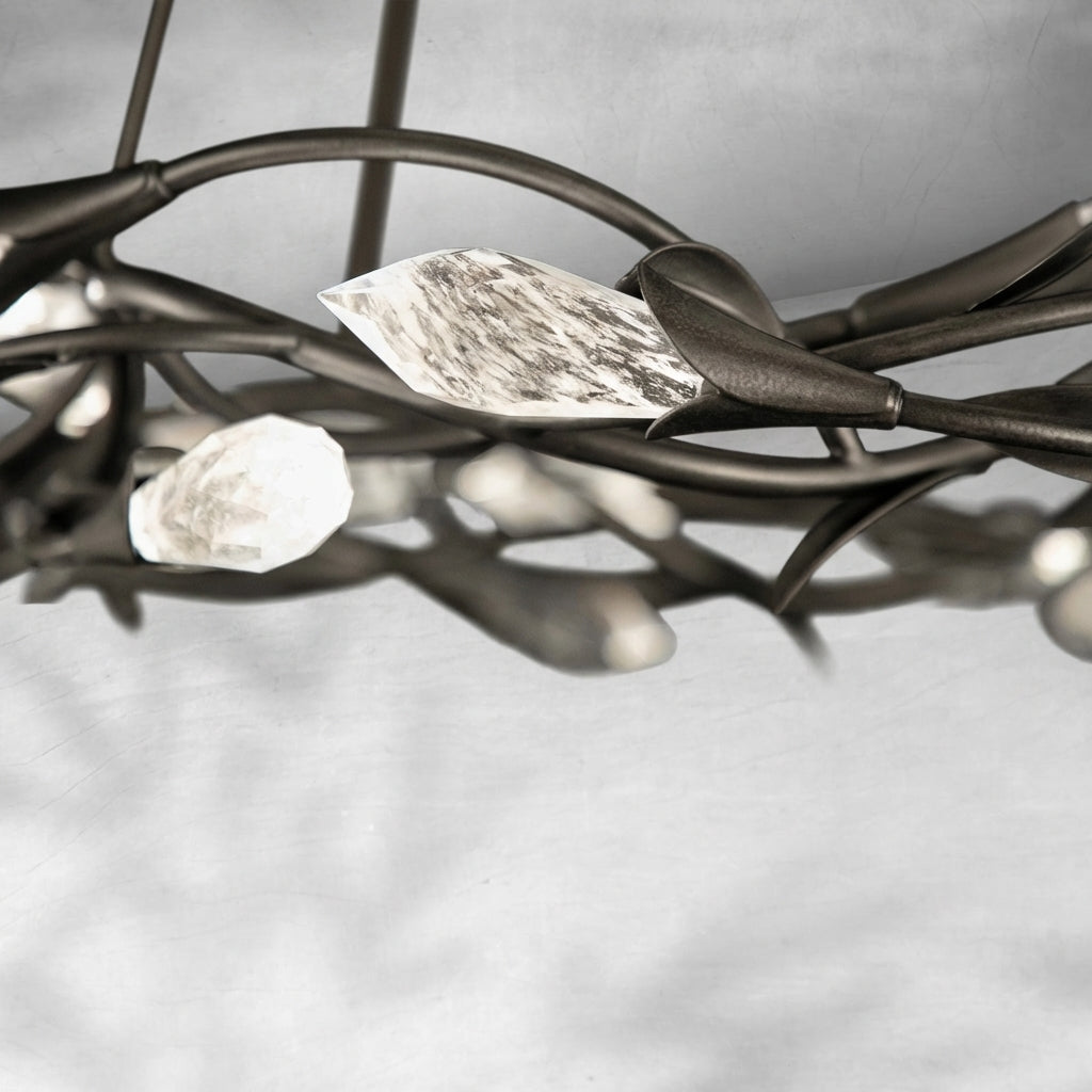 Riviko Gilded Bloom Linear/Round Crystal Chandelier - Background Shot