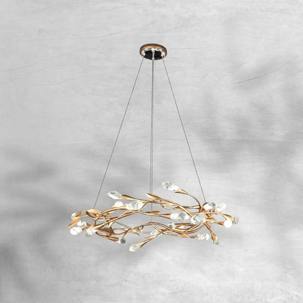 Riviko Gilded Bloom Linear/Round Crystal Chandelier - Background Shot
