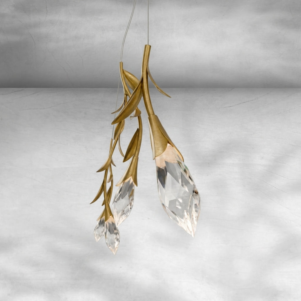 Riviko Veridian Bloom Rectangular Crystal Chandelier - Background Shot