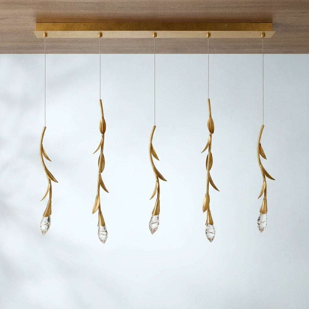 Riviko Modern Luxury Floating Branches Floral Crystal Chandelier with Rectangular Canopy for High-ceiling - Studio Shot