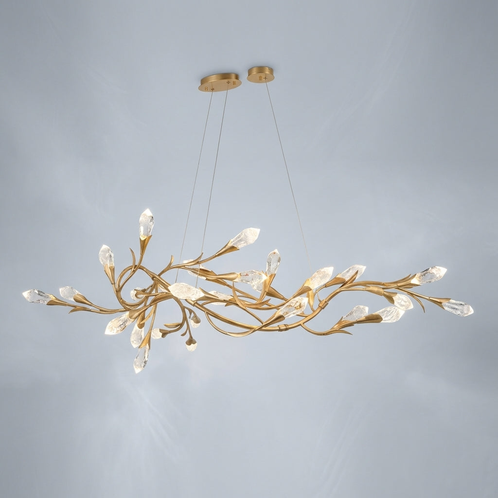 Riviko Modern Linear/Round Floral Branches Crystal Chandelier - Studio Shot