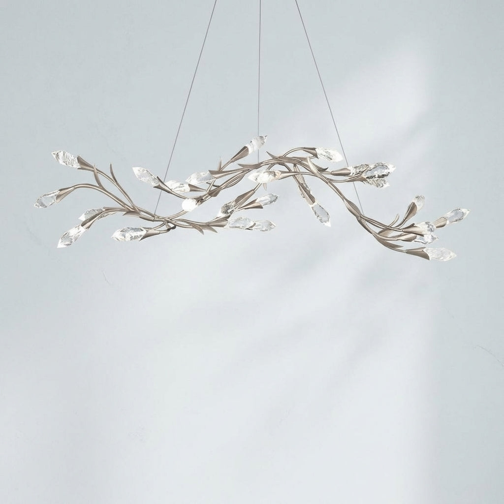 Riviko Modern Linear/Round Floral Branches Crystal Chandelier - Studio Shot