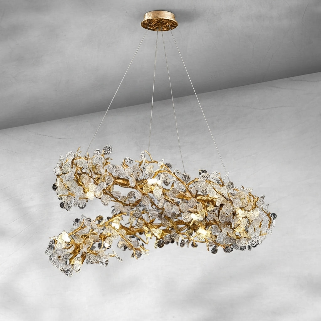 Riviko Verdant Canopy Brass Chandelier - Background Shot