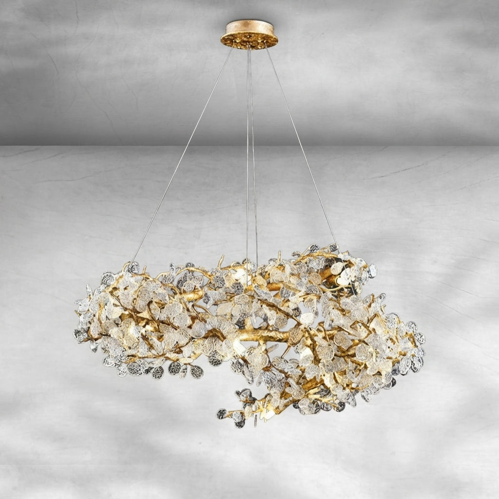 Riviko Verdant Canopy Brass Chandelier - Background Shot