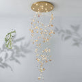 Riviko Luxury Branch Flower Crystal Chandelier for High Ceiling Staircase Foyer and Hallway Decor - Studio Shot