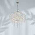 Riviko Light Luxury Silver Flower Branch Chandelier with Icicle Details for Bedroom Dining Room and Hallway - Studio Shot