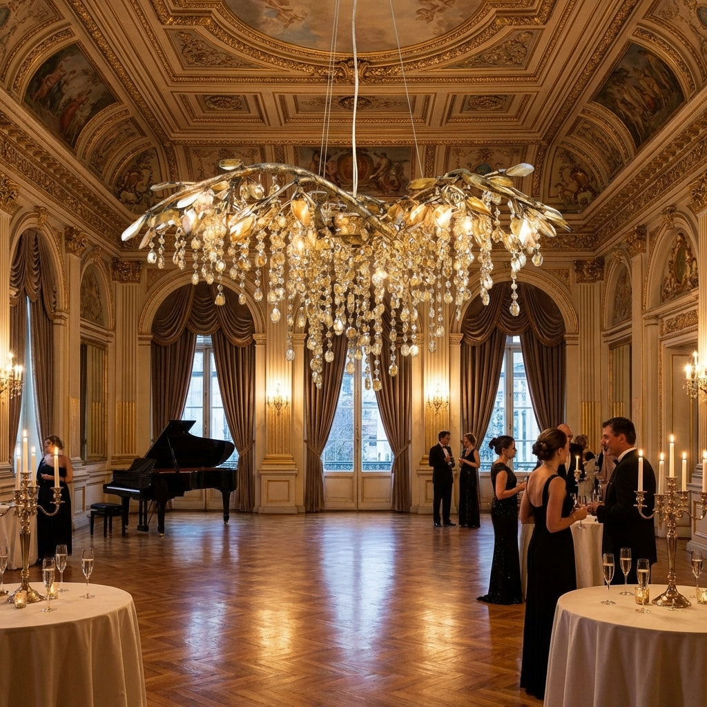 Riviko Verdant Canopy Crystal Branch Chandelier - American ballroom or formal entertaining space