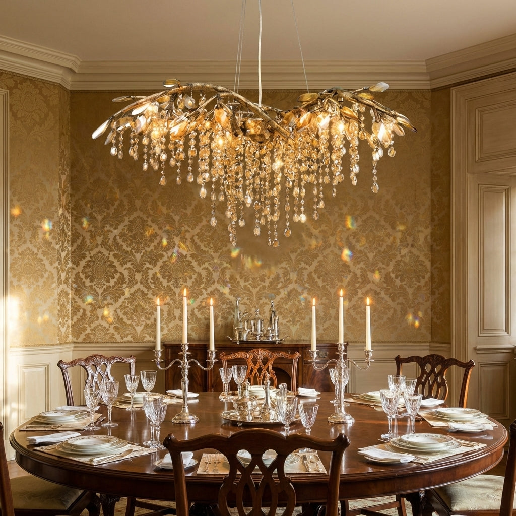 Riviko Verdant Canopy Crystal Branch Chandelier - formal American dining room