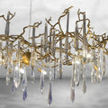 Riviko New Clear Crystal Rain Copper Branch Chandelier Modern Designer Pendant Light For Dining Table/Kitchen Island - Background Shot