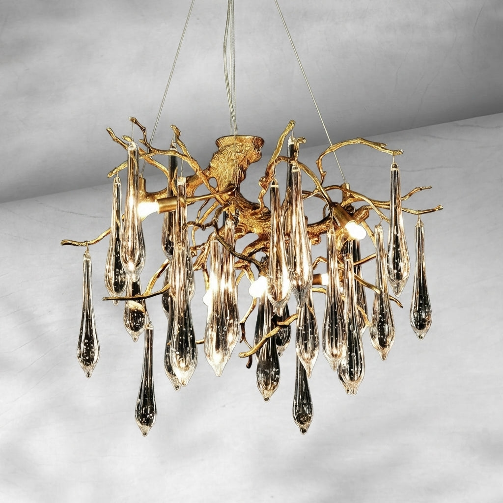 Riviko Veridian Bloom Crystal Chandelier - Background Shot