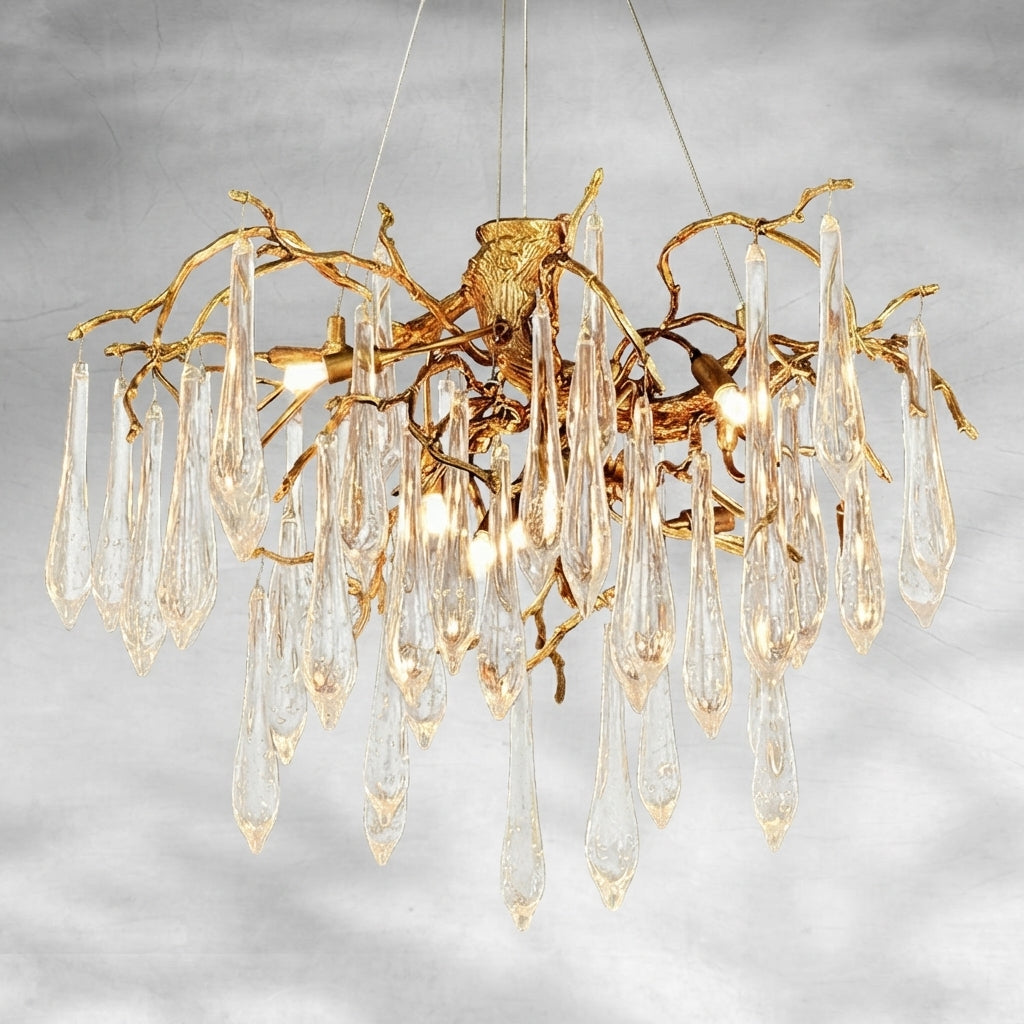 Riviko Veridian Bloom Crystal Chandelier - Background Shot