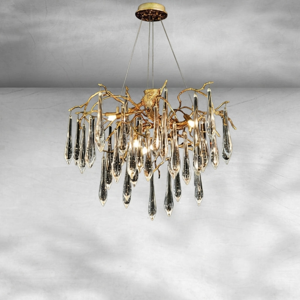 Riviko Veridian Bloom Crystal Chandelier - Background Shot