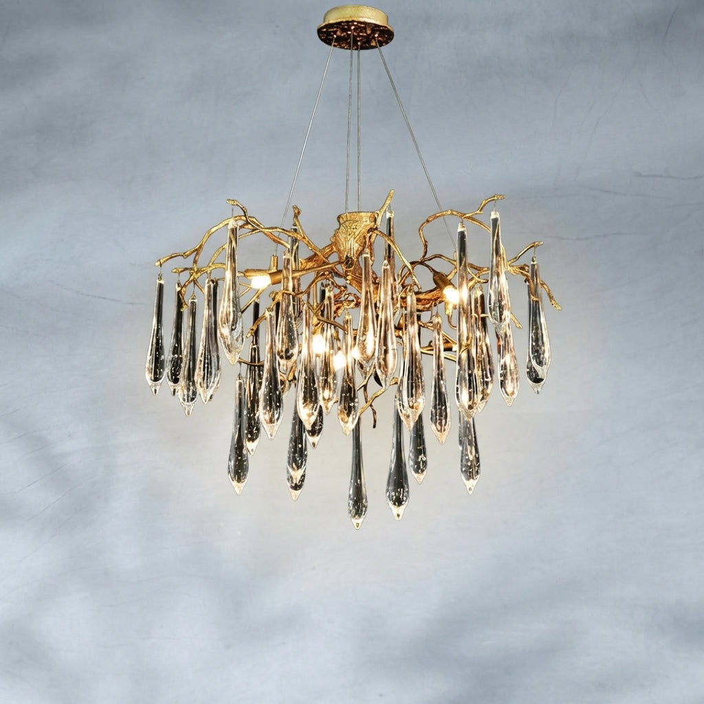 Riviko Veridian Bloom Crystal Chandelier - Background Shot